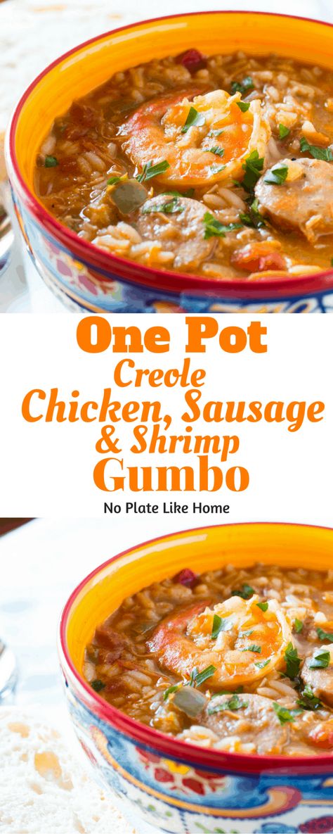 Sausage And Shrimp Gumbo, Gumbo Recipe Crockpot, Sausage Creole, Shrimp Gumbo Recipe, Easy Gumbo, Gumbo Recipe Easy, Creole Shrimp, Shrimp And Sausage Gumbo, Creole Chicken