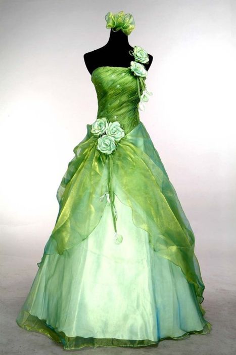 Tiana inspired "princess and the frog" dress Green Quinceanera Dresses, Unusual Wedding Dresses, Tiana Dress, Green Ball Gown, Victorian Fashion Dresses, Princesa Tiana, Green Wedding Dresses, Green Evening Dress, Princess Tiana