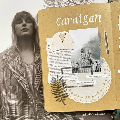 Cardigan Taylor Swift Journal, Scrapbook Journal Taylor Swift, Taylor Scrapbook, Folklore Journal, Taylor Swift Scrapbook, Taylor Journal, Taylor Swift Folklore Cardigan, Cartoon Journal, Cardigan Taylor Swift