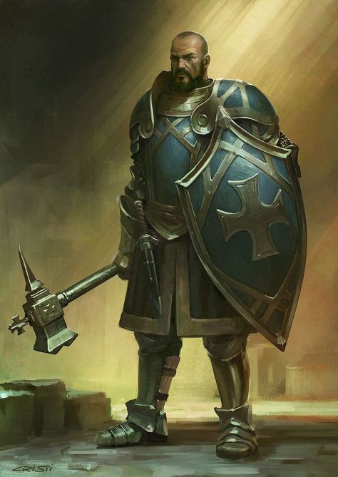 m Cleric plate shield hammer Temple Guard, Plate Armor, Heroic Fantasy, Fantasy Portraits, Knight Armor, Human Male, Fantasy Male, Fantasy Armor, Digital Art Illustration