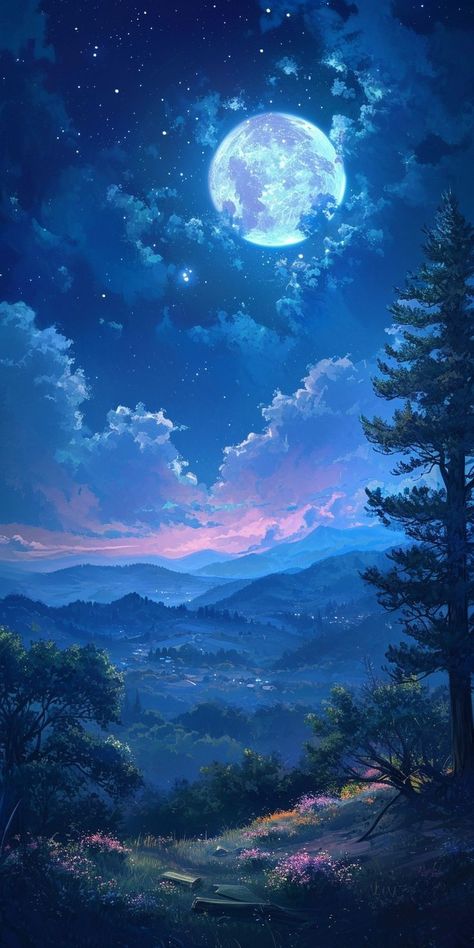 Samsung Wallpapers, Dreamy Artwork, Wallpaper Earth, Moon Night, Cool Wallpapers Art, Fantasy Art Landscapes, 판타지 아트, Cute Anime, Dreamy Art