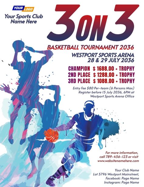 Online free basketball tournament poster maker. Click to edit online & enjoy free download :-) Basketball Tournament Poster, Poster Basket, 3 On 3 Basketball Tournament, Tournament Poster, Basketball Pictures Poses, Bowling Tournament, Church Branding, Free Basketball, Basketball Poster