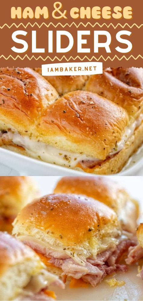 Easy Ham Sliders, Baked Ham And Cheese Sliders, Ham Sauce, Ham Cheese Sliders, Ham Sliders, Ham And Cheese Sliders, Best Party Appetizers, Holiday Leftovers, Cheese Sliders