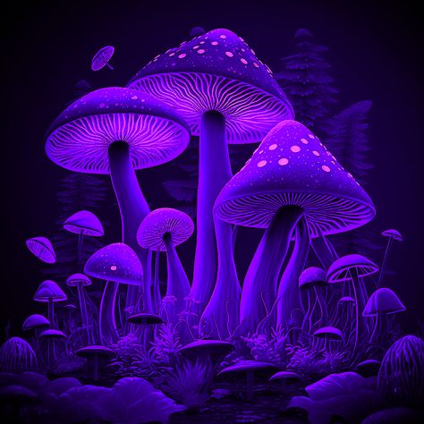 #digital #art #wallpaper #iphone #iphonewallpapers Digital Art Wallpaper Iphone, Fun Mushrooms, Purple Mushrooms, Neon Mushroom, Mushroom Background, Digital Art Wallpaper, Uv Painting, Purple Mushroom, Chill Wallpaper