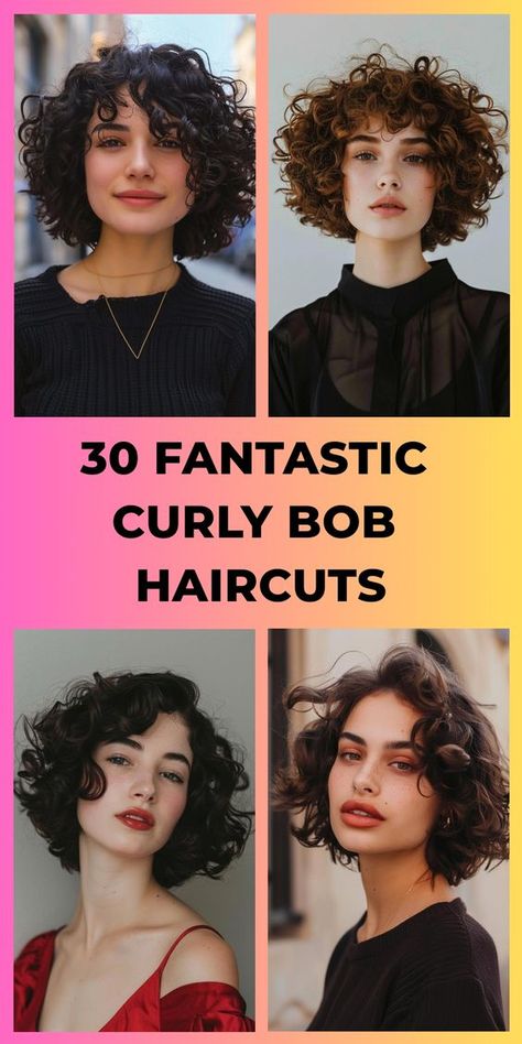 Revitalize your look with 30 eye-catching curly bob haircuts that blend classic charm with modern flair. These versatile styles embrace your natural curl pattern while providing a fashionable, shorter length that's easy to maintain. From bouncy ringlets to soft waves, curly bobs offer endless styling possibilities for every face shape and hair texture. Experiment with different lengths, layers, and partings to create a personalized curly bob that enhances your features and boosts your confidence Haircut Easy To Maintain, Thick Curly Haircuts, Curly Bob With Fringe, Curly Hair Bob Haircut, Curly Bob Haircuts, Classic Curls, Medium Haircuts With Bangs, Curly Bobs, Classic Bob Haircut