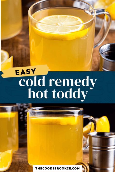 This hot toddy recipe for a cold is my go-to recipe when I'm under the weather. It's the best cold remedy! Learn how to make a hot toddy! Hot Toddy Recipe For Cough, Hot Toddy Recipe For Colds, Best Cold Remedies, Hot Toddy Recipe, Warm Cocktails, Toddy Recipe, Cold Remedy, Hot Toddies Recipe, Cocktail Mixology