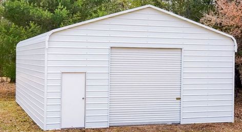 Metal vs Wood Shed: Pros & Cons Steel Carports, Steel Garage, Wooden Sheds, Metal Shed, Wood Shed, Wood Post, Diy Metal, Cheap Diy, Metal Buildings