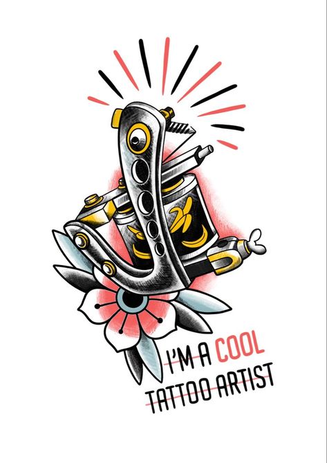 Coil Machine Tattoo Design, Tattoo Machine Tattoo Design, Traditional Tattoo Machine, Cartoon Tshirts, Tatuajes Old School, Desain Tattoo, Head Tattoo Ideas, Tattoo Art Drawings Sketches, Tattoo Machine Drawing