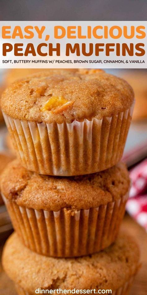 Peach Easy Recipes, Muffin Recipes Peach, Peach Recipes Dessert Cake Mixes, Homemade Peach Recipes, Freezable Peach Recipes, Recipe For Peaches, B.r.a.t Diet Food, Easy Peach Muffin Recipes, Fresh Peach Muffins Easy