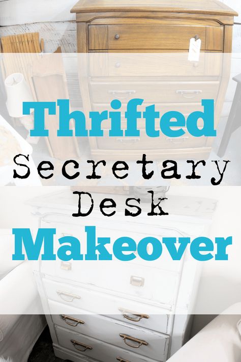 Small Secretary Desk, Painted Secretary Desks, Secretary Desk Makeover, Modern Secretary Desk, Desk Makeover Diy, Vintage Secretary Desk, Farmhouse Boho Decor, Antique Secretary Desks, Small Dresser