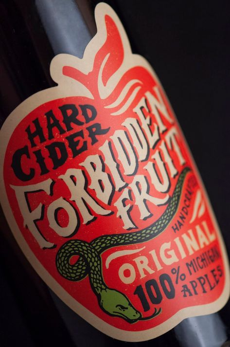 Forbidden Fruit Hard Cider on Packaging of the World - Creative Package Design Gallery Cider Packaging, Sparkling Water Drinks, Beverage Design, Cider Drinks, Drink Packaging, Drinks Packaging Design, Drinks Brands, Alcoholic Drink, Forbidden Fruit