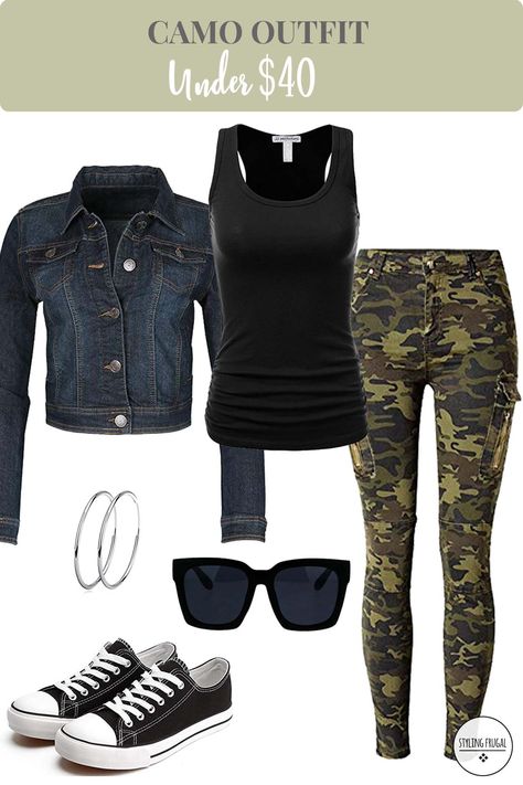 The Best Camo Pants Outfit Under $40. Shop this look! Although camouflage was originally designed to blend in, it’s a super stylish way to stand out. The bold, eye-catching pattern somehow goes with everything—it pairs perfectly with denim, bright colors, and wardrobe basics.#camopants #camopantsoutfits #summeroutfits #casualoutfits #summerstyle #camooutfits #womenscamopants Camoflauge Pants Outfits, Camouflage Pants Outfit, Womens Camo Pants, Shop This Look Outfits, Camo Pants Outfit, Looks Jeans, Camouflage Outfits, Camo Outfits, Camouflage Pants