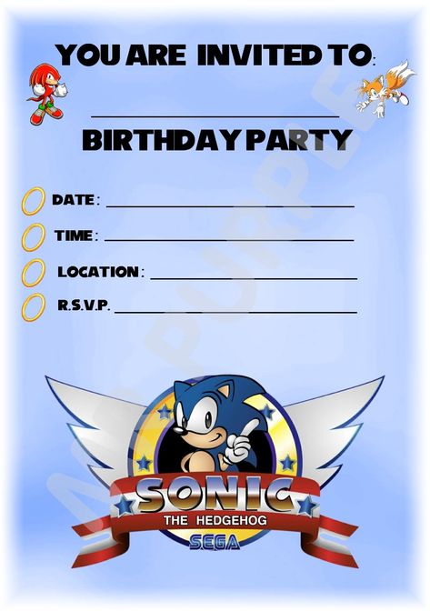 Sonic The Hedgehog Birthday Party Invites - Portrait Design - Party Supplies / Accessories (Pack of 12 A5 Invitations) (WITH Envelopes) : Amazon.co.uk: Toys & Games Sonic The Hedgehog Birthday Party, Minecraft Birthday Invitations, Sleepover Invitations, Sonic Birthday Parties, Sonic Party, Hedgehog Birthday, Birthday Party Games For Kids, Sonic Birthday, Birthday Party Invites