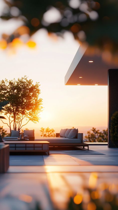 A modern home with a rooftop terrace ideal for watching sunsets Sunset View, Amazing Sunsets, Modern Houses, Rooftop Terrace, Sunset Views, Modern Home, Terrace, Modern House, Design Ideas