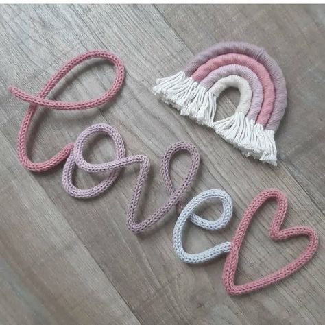 Knitted Words, Knitted Wire Words, Name Nursery Decor, Rainbow Lettering, Diy Kids Room Decor, Wire Letters, Shop Name Ideas, Rainbow Words, Wire Words