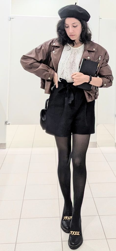 Leather Jacket Dark Academia, Academia Style Outfit, Nerd Collection, Hot Nerd, Dark Academia Style, Loafers Brown, Academia Style, Brown Loafers, Brown Leather Jacket