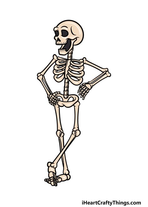 How to Draw A Cartoon Skeleton – A Step by Step Guide Drawings Of Skeletons, Skeleton Body Drawing Simple, Funny Skeleton Drawing, Cartoon Skeleton Tattoo, Skull Body Drawing, How To Draw A Skeleton Step By Step, Skeleton Illustration Simple, Skeleton Cartoon Drawing, Skeleton Drawing Simple