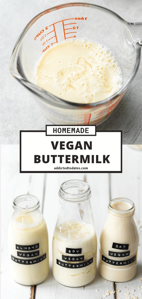 Dairy Free Buttermilk Alternative, Buttermilk Alternative, Buttermilk Frosting, Vegan Buttermilk, Non Dairy Butter, Buttermilk Recipes, Homemade Almond Milk, Homemade Buttermilk, Vegan Cake Recipes