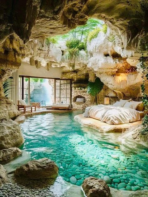 Mermaid Grotto Room, Fantasy Beach House, Fantasy Beach House Concept Art, Beach House Ideas, Massive Beach House, Beach House Fantasy Art, House On The Beach, Quotes Adventure, Tropical Beach Houses