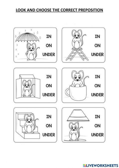 Prepositions Activities For Kids, Aktiviti Prasekolah, Preposition Worksheets, English Prepositions, Teach English To Kids, Materi Bahasa Inggris, English Grammar For Kids, English Worksheets For Kindergarten, Reading Comprehension Kindergarten