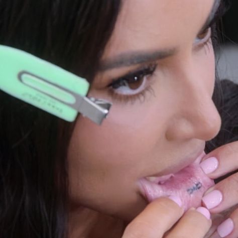 PICS: Kim Kardashian Unveils Her Secret Tattoo, and You’ll Never Guess Where It’s Located Matching Lip Tattoos, Kim Kardashian Tattoo, Mouth Tattoo, Secret Tattoo, Cheeky Grin, K Tattoo, Lower Lip, Lip Tattoos, Kim K