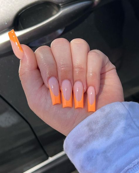 Los Angeles/ Torrance CA on Instagram: “Who’s ready for summer ? 🫠 #nails #nailinspo #nailart #nailsofinstagram #nailsdesign #nailtech #nailporn #losangelesnails #torrancenails…” Tapered Square Nails, French Tip Nail Designs, French Tip Acrylic Nails, Simple Acrylic Nails, Nails Square, Short Square Acrylic Nails, Long Acrylic Nails Coffin, Tip Nails, Long Square Acrylic Nails