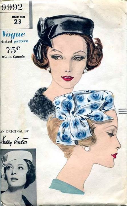 Patron Vintage, Vogue Vintage, Fabric Sewing Patterns, Hat Patterns To Sew, Fashion Illustration Vintage, Vogue Pattern, Pillbox Hat, Motif Vintage, Millinery Hats