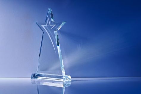 Premium Photo | Close up of star shape crystal trophy Trophy Template, Crystal Trophy, Star Trophy, Star Shape, Premium Photo, Close Up, Crystals, Stars