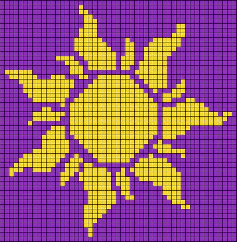 Alpha pattern #55170 variation #95235 | BraceletBook Sun Crochet Graph, Tangled Sun Pixel Art, Tangled Sun Crochet Pattern, Rapunzel Sun Crochet, Crochet Grid Patterns Disney, Rapunzel Alpha Pattern, Tangled Crochet Blanket, Tangled Alpha Pattern, Sun Alpha Pattern