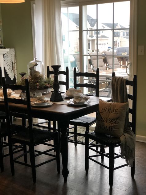 Ladderback Chairs Dining Room, Ladder Back Chairs Redo, Ladder Back Bar Stools, Ladder Back Chairs Dining Room, Ladder Back Dining Room Chairs, Black Ladder Back Chairs, Ladderback Chairs, Glass Dining Room Table, Dining Hutch