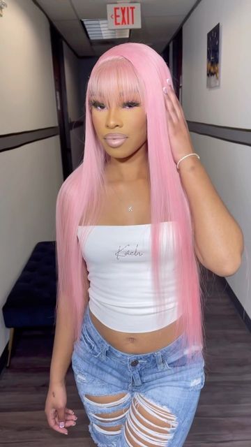 Pink Wig Install, 13x4 Lace Front Wig, Frontal Wig Hairstyles, Cute Hair Colors, Hair For Women, Pretty Hair Color, Celebrity Hair Stylist, Human Virgin Hair, Hair Shows