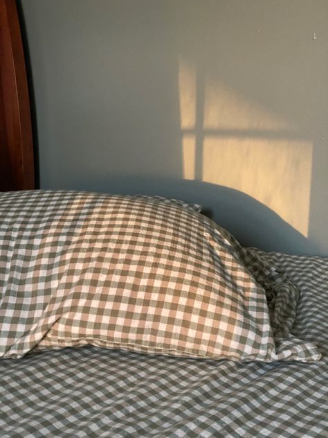 Plaid Bedsheets, Gingham Bed Sheets, Aesthetic Bedsheets, Gingham Aesthetic, Aesthetically Pleasing Pictures, Hannah Core, Aesthetic Plaid, Plaid Bedding, Cozy Day