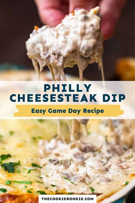 Philly Cheese Steak With Cream Cheese, Philly Cheese Steak Dip Recipe, Steak Dip, Philly Cheesesteak Dip, Dip Night, Cheesesteak Dip, Philly Cheese Steak Dip, Breakfast Chilaquiles, Super Bowl Food Easy