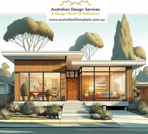 Mid Century Modern Homes Exterior, Mid Century Exterior, Magic Home, House Facades, Tiny House Interior Design, Magic House, Tiny House Loft, Tiny House Layout, Building A Tiny House