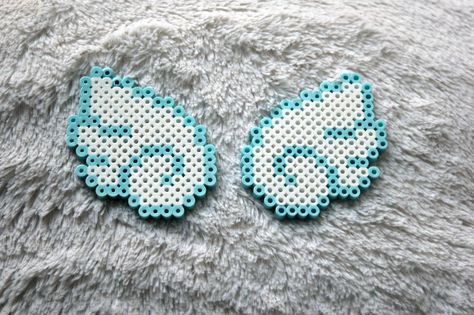 wings w/blue outline Wing Perler Beads, Bead Sprite, Perler Bead, Perler Beads, Bead Art, Tatting, Hair Clips, Cufflinks, Angel