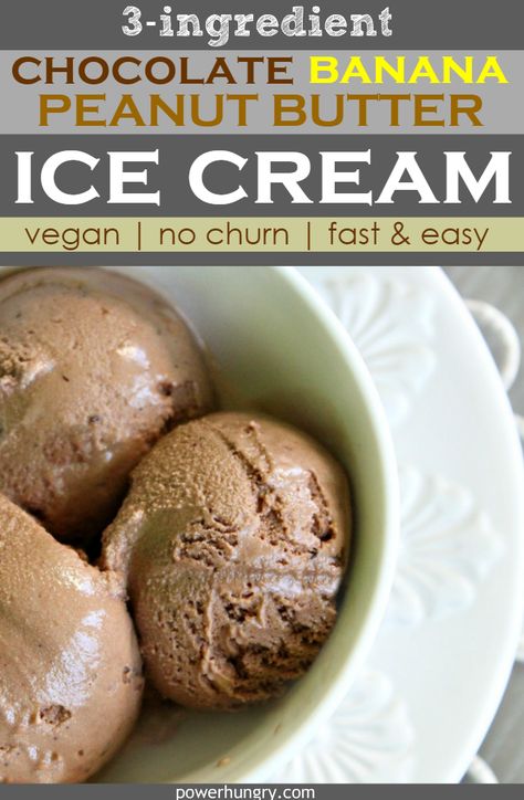 3-ingredient chocolate peanut butter banana ice cream --no ice cream maker needed and it is ready in minutes. #3ingredients #icecream #banana #bananaicecream #chocolate #peanutbutter #vegan #nochurn #easy #healthy #oilfree #grainfree #glutenfree #dairyfree #eggfree #paleo #veganicecream #cleaneating #cleaneats #fitnessfood #kidfriendly #plantbased #vegansofig #yummy #bestofvegan #yummy  #lowcalorie Peanut Butter Banana Ice Cream, Banana Ice Cream Vegan, Healthy Chocolate Peanut Butter, Ice Cream Vegan, Banana Ice Cream Recipe, Chocolate Peanutbutter, Vegan Recepies, Kid Foods, Vegan Ice Cream Recipe