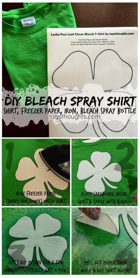 Diy Saint Patricks Day Shirt, 4h Meeting Snacks, Diy St Pattys Day Shirt, 4h Banquet Decorations, 4h County Fair Projects, Bleach Tie Dye Diy Stencil, Clover Bud 4h Projects, 4-h Pledge Activities, 4-h T-shirts Ideas Design