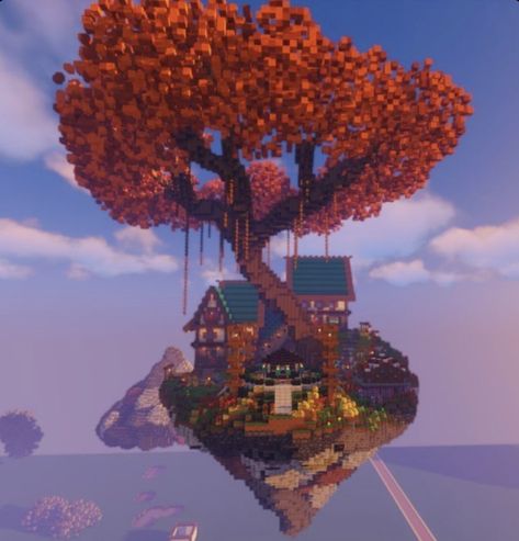 Minecraft Skyblock Island Ideas, Skyblock Island Ideas, Minecraft Island House, Minecraft Decorations Outside, Ideas Para Minecraft, Tree Minecraft, Island Minecraft, Minecraft Island, Mansion Minecraft