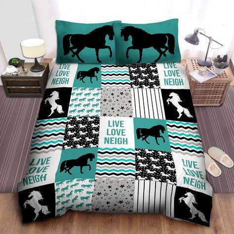 Live Love Neigh Horse Duvet Cover Bedroom Sets Comfortable Bedding Sets Check more at https://hearthtops.com/product/live-love-neigh-horse-duvet-cover-bedroom-sets-comfortable-bedding-sets/ Horse Bed, Horse Bedding, Comfortable Bedding, White Duvet, Personalized Bedding, Bed Duvet Covers, Custom Bed, Duvet Sets, Quilt Sets