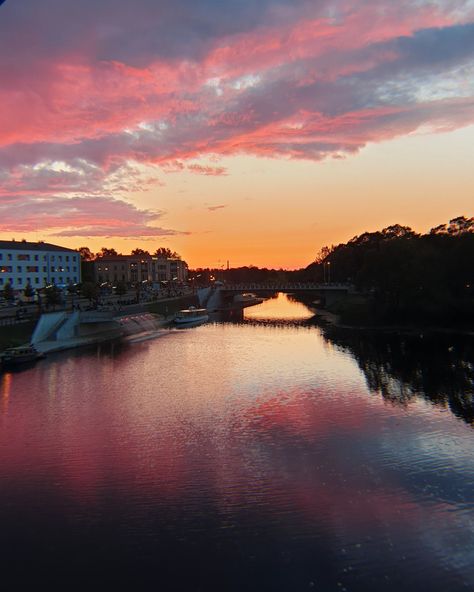 River with bridge and beautiful sunset Jelgava Latvia, My Heritage, Latvia, Beautiful Sunset, Pretty Wallpapers, Wonders Of The World, Wonder, Wallpapers, Water