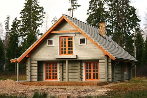 Painted Log Cabin Exterior, Log Cabin Exterior Paint Colors, Log House Exterior, Log Siding Exterior, Log Home Exterior Colors, Log Cabins Exterior, Cabin Exterior Colors, Cabin Paint Colors, Exterior Wood Paint