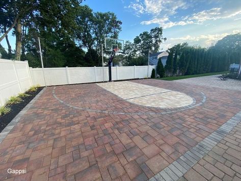 Permeable Pavers Driveways, Backyard Court, Basketball Court Backyard, Backyard Basketball, Permeable Pavers, Paver Driveway, Synthetic Turf, Sport Court, Property Design