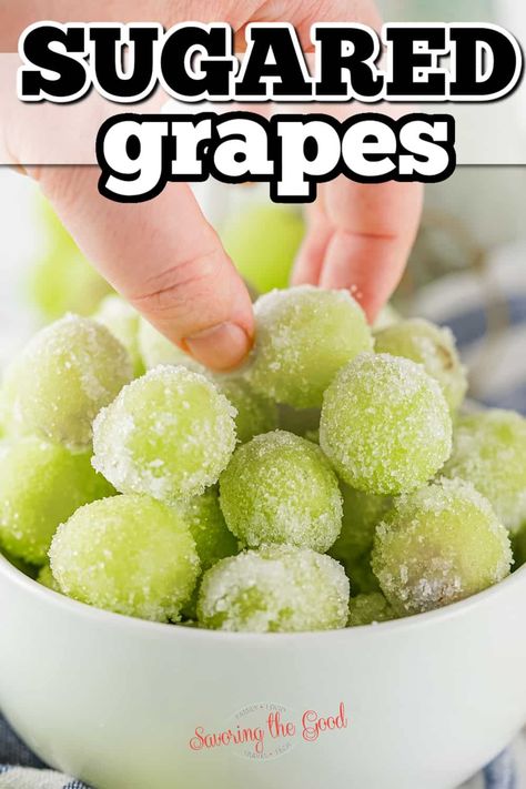 This easy recipe for prosecco grapes features crisp green grapes, soaked in champagne, and then lovingly coated in sugar.The result is a sweet treat that is the perfect balance of tartness, sweetness and healthy snack. Get ready to experience a burst of flavors with every bite, as these little gems become the star of your gatherings and a go-to snack for any occasion. Sugared Champagne Grapes, Green Grapes Recipes, Prosecco Grapes, Brunch Ideas For A Crowd, Appetizers Fruit, Make Ahead Brunch Recipes, Champagne Grapes, Grapes And Cheese, Sugared Grapes