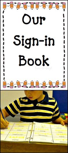 The benefits of a sign-in book for early childhood classrooms (or home schools).  Includes a link to a free download.  A great way for kiddos to practice writing their names in a simple, quick way. Daily Sign In Kindergarten, Preschool Sign In Ideas Early Childhood, Kindergarten Sign In Ideas, Preschool Sign In Ideas, Preschool Name Writing, Preschool Sign In, Writing Names, Preschool Names, Prek Classroom