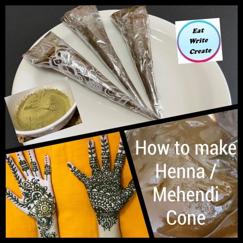 Henna / Mehendi Paste and Cone - Tutorial How To Make Henna, Chemical Free, Art Craft, Henna, Color Design, Arts And Crafts, Writing, Tableware, Quick Saves