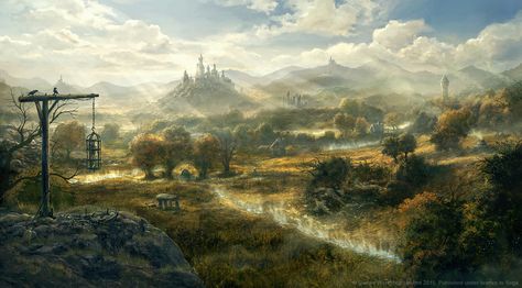 Medieval France, Location Inspiration, Warhammer Art, Fantasy Castle, Fantasy Places, Landscape Scenery, Warhammer Fantasy, Fantasy Rpg, Medieval Art