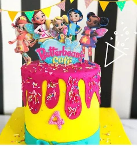 Butterbean's Cafe, Cafe Cake, Princess Birthday Cake, Butter Beans, Princess Birthday, 4th Birthday, Glass Painting, Birthday Theme, Birthday Cake