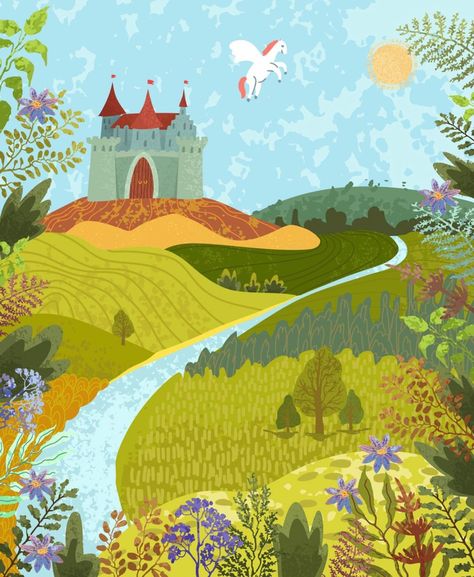 Castle Illustration Fairytale, Pegasus Illustration, Background For Poster, Castle Illustration, Princess Illustration, Toy Castle, Straw Cup, Fairytale Illustration, Fairytale Castle