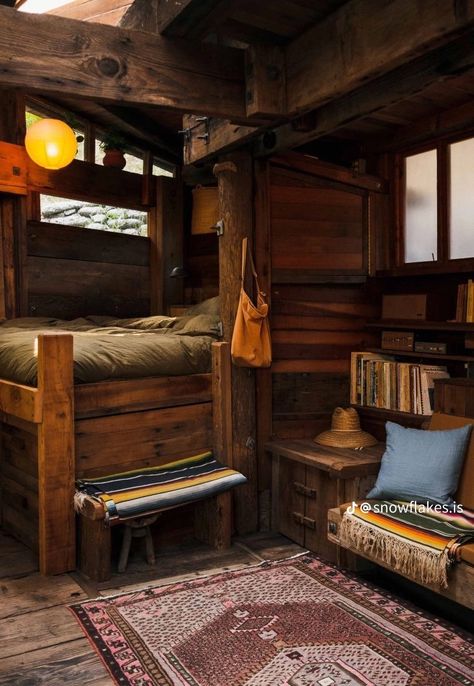 Rustic Cabin Interiors Living Room, Topanga California, Built In Sofa, Topanga Canyon, Little Cabin, Lodge Decor, Cabin Life, House Room, Futurism