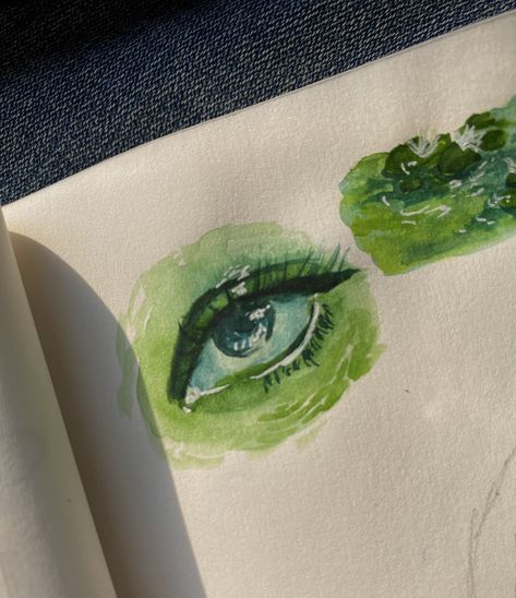 Green Eyes Drawing, Green Art Abstract, Bedroom Collage, Oil Palette, Green Tattoos, Watercolor Art Face, Green Paintings, Art Face, Oil Pastel Art